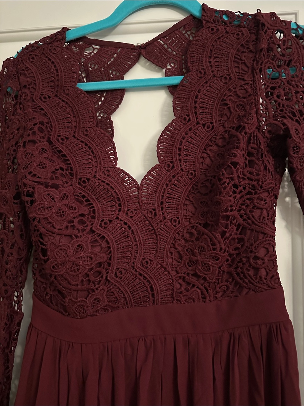 Lulu's Deep Burgundy Lace Maxi Dresa - Picture 3 of 7